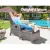 Gardeon Grey Outdoor Recliner Set - Adjustable Wicker Chair & Ottoman, UV-Resistant, High-Density Foam Cushions
