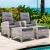 Gardeon 2PC Grey Wicker Recliner Chairs Set, Adjustable Outdoor Lounger with Ottoman, Steel Frame, UV-Resistant Cushions