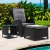 Gardeon 3PC Recliner Set: Black Wicker Outdoor Furniture with Adjustable Backrest, Ottoman, & Tempered Glass Table