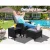 Gardeon 3PC Recliner Set: Black Wicker Outdoor Furniture with Adjustable Backrest, Ottoman, & Tempered Glass Table