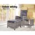 Gardeon 3PC Outdoor Recliner Set with Adjustable Wicker Chairs, Ottoman, and Glass Table - UV & Weather-Resistant, Grey
