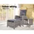 Gardeon 3PC Outdoor Recliner Set with Adjustable Wicker Chairs, Ottoman, and Glass Table - UV & Weather-Resistant, Grey