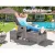 Gardeon 3PC Outdoor Recliner Set with Adjustable Wicker Chairs, Ottoman, and Glass Table - UV & Weather-Resistant, Grey