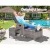 Gardeon 3PC Outdoor Recliner Set with Adjustable Wicker Chairs, Ottoman, and Glass Table - UV & Weather-Resistant, Grey