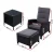 Gardeon 5PC Outdoor Recliner Set: UV-Resistant Wicker, Adjustable Back, Steel Frame, Glass Table, Black