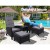 Gardeon 5PC Outdoor Recliner Set: UV-Resistant Wicker, Adjustable Back, Steel Frame, Glass Table, Black