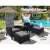 Gardeon 5PC Outdoor Recliner Set: UV-Resistant Wicker, Adjustable Back, Steel Frame, Glass Table, Black