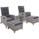 Gardeon 5PC Grey Wicker Recliner Set: Adjustable Outdoor Furniture with Table, UV-Resistant, Weatherproof, Steel Frame