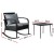 Gardeon 3PC Black Wicker Patio Set: Rocking Chairs & Tempered Glass Table, Weather-Resistant for Indoor/Outdoor Use