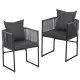Gardeon 2PC Outdoor Dining Chairs, Steel Frame, UV-Resistant Woven Rope, Removable Cushions, 52.5x47x70cm, Indoor