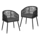 Gardeon 2PC Black Wicker Outdoor Dining Chairs - Steel Frame, UV-Resistant, Weatherproof, 60x50x80cm, Indoor/Outdoor Use
