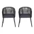 Gardeon 2PC Black Wicker Outdoor Dining Chairs - Steel Frame, UV-Resistant, Weatherproof, 60x50x80cm, Indoor/Outdoor Use