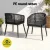 Gardeon 2PC Black Wicker Outdoor Dining Chairs - Steel Frame, UV-Resistant, Weatherproof, 60x50x80cm, Indoor/Outdoor Use