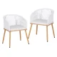 Gardeon 2PC Outdoor Dining Chairs - White PE Wicker, Steel Frame, UV-Resistant, 60x50x80cm, Plush Cushions Included