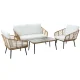 Gardeon 4-Piece Rattan Outdoor Sofa Set - UV Resistant, Powder-Coated Steel Frame, Natural Colour, Cushions Included