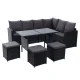 Gardeon 9-Seater Outdoor Dining Set – Black PE Wicker, Steel Frame, Cushions, Glass Table, Storage Cover Included