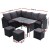 Gardeon 9-Seater Outdoor Dining Set – Black PE Wicker, Steel Frame, Cushions, Glass Table, Storage Cover Included