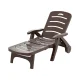 Gardeon Brown Folding Sun Lounger Chair: Durable PP, 5-Position Adjustable, Wheels for Easy Move, Indoor/Outdoor Use