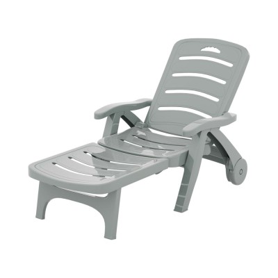 Gardeon Grey Sun Lounger with Wheels - Weather-Resistant, Adjustable Recliner Chair, Portable Outdoor Furniture Gardeon Grey Sun Lounger with Wheels - Weather-Resistant, Adjustable Recliner Chair, Portable Outdoor Furniture