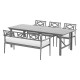 Gardeon 5-Piece Acacia Wood Outdoor Dining Set, Grey – Seats 6, Removable Cushions, Parasol Hole, Easy Assembly