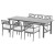 Gardeon 5-Piece Acacia Wood Outdoor Dining Set, Grey – Seats 6, Removable Cushions, Parasol Hole, Easy Assembly