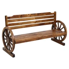 Gardeon 3-Seater Outdoor Garden Bench - Rustic Fir Wood Wagon Wheel Design, UV-Resistant, 300kg Capacity, 142cm