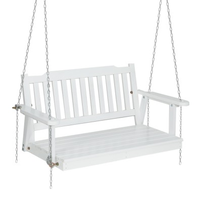 Gardeon Wooden Porch Swing Chair - White Fir Wood 2-Seater with Heavy-Duty Chain, Indoor/Outdoor Use, 300kg Capacity