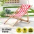 Gardeon Wooden Sun Lounge: Adjustable Portable Beach Chair, Fir Wood Frame, Red Stripes, 120kg Capacity, 1-Year Warranty