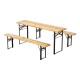 Gardeon 3pc Outdoor Furniture Set - Fir Wood Table & Benches, Rust-Resistant, Foldable, Seats 6, 1-Year Warranty