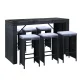Gardeon 7-Piece Outdoor Bar Set with PE Wicker, Steel Frame, Tempered Glass Top, Cushions, and Weather-Resistant Covers