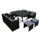 Gardeon 11-Piece Outdoor Dining Set - Black Wicker, Tempered Glass Table, Cushioned Seats, Water-Resistant Covers