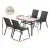 Gardeon 5 Piece Outdoor Dining Set Black – Steel Frame, Tempered Glass Table, Stackable Chairs, Weatherproof, 120cm