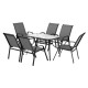 Gardeon 7 Piece Outdoor Dining Set Grey – Steel Frame, Tempered Glass Table, Stackable Chairs, Weather-Resistant