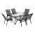 Gardeon 7 Piece Outdoor Dining Set Grey – Steel Frame, Tempered Glass Table, Stackable Chairs, Weather-Resistant