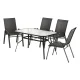 Gardeon 5 Piece Outdoor Dining Set Black—Steel Frame, Tempered Glass Table, Stackable Chairs, Weatherproof, 140x80cm