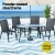 Gardeon 5 Piece Outdoor Dining Set Black—Steel Frame, Tempered Glass Table, Stackable Chairs, Weatherproof, 140x80cm