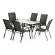 Gardeon 7 Piece Outdoor Dining Set Black—Steel Frame, Tempered Glass Table, Stackable Chairs, Weather-Resistant Gardeon 7 Piece Outdoor Dining Set Black—Steel Frame, Tempered Glass Table, Stackable Chairs, Weather-Resistant
