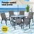 Gardeon 7 Piece Outdoor Dining Set Grey—Steel Frame, Tempered Glass Table, Stackable Chairs, Weatherproof, 140cm