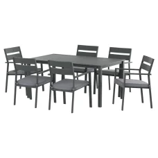 Gardeon 7-Piece Outdoor Dining Set: Black Aluminium Table, 6 Chairs, UV-Resistant Cushions - Perfect for Entertaining