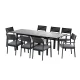 Gardeon 9PCS Outdoor Dining Set - Extendable Aluminium Table & Chairs, Seats 8, Black with Grey Cushions, Patio Ready