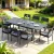 Gardeon 9PCS Outdoor Dining Set - Extendable Aluminium Table & Chairs, Seats 8, Black with Grey Cushions, Patio Ready