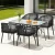 Gardeon 5PC Black Outdoor Dining Set - Steel Frame, Tempered Glass Table, All-Weather Wicker Chairs, Indoor/Outdoor Use
