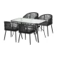 Gardeon 5PC Black Outdoor Dining Set - Steel Frame, Tempered Glass Table, All-Weather Wicker Chairs, Indoor/Outdoor Use