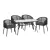 Gardeon 5PC Black Outdoor Dining Set - Steel Frame, Tempered Glass Table, All-Weather Wicker Chairs, Indoor/Outdoor Use