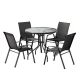 Gardeon Outdoor Dining Set 5-Piece Black Steel Patio Table and Stackable Chairs, Weather-Resistant, 80x80cm