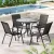 Gardeon Outdoor Dining Set 5-Piece Black Steel Patio Table and Stackable Chairs, Weather-Resistant, 80x80cm