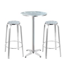 Gardeon 3-Piece Outdoor Bar Set: Adjustable Aluminium Bistro Table & Stools, Rust & UV-Resistant, Easy Assembly
