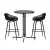 Gardeon 3PC Outdoor Bar Set - Black Steel & MDF Table, Polypropylene Bar Stools, Weather-Resistant Patio Furniture Set