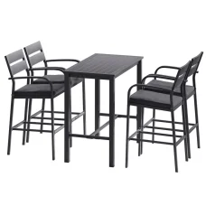 Gardeon 5-Piece Outdoor Bar Set: Weather-Resistant Aluminium Stools & Table with Cushions for Patio Dining