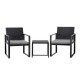 Gardeon 3PC Outdoor Bistro Set: Handwoven PE Rattan, Steel Frame, Tempered Glass Table, Weather-Resistant, Black